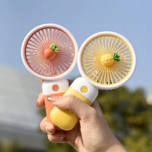 Rechargeable Mini Handy Fan Portable USB Cooling Fan Cute Design Handheld Fan for Kids and Travel - With Cable (Random Color)