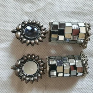 Funky Silver Plated Crystal Jhumka