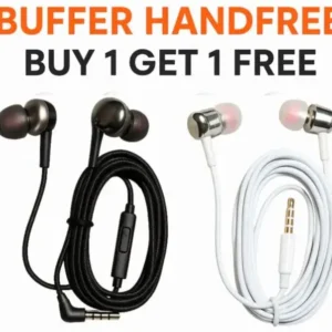 Pack of 2 Buffer Handfree Type-C & 3.5mm | Deep Bass Stereo Earphones with Mic | Rubber Tip Wired Earbuds for Android Mobile Gaming Calling Music & Videos