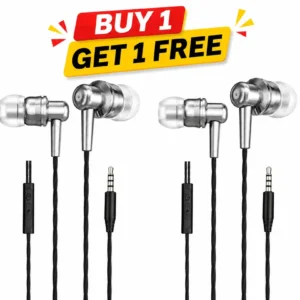 Buy 1 Get 1 Free Metal Handsfree Black Handsfree Universal 3.5mm Earphones | Heavy Bass & Clear Sound | Compatible with All Android Devices