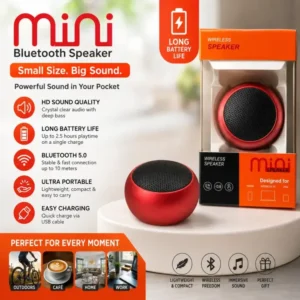 Mini Portable Bluetooth Speaker with 360° Surround Sound, Deep Bass Audio, Bluetooth 5.0 Wireless Connectivity, Built-in Microphone for Hands-Free Calls, Long Battery Life, Compact Travel-Friendly Design for Smartphones, Tablets & Laptops