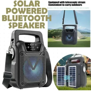 GTS 1767 Solar Charging Wireless Bluetooth Speakers - MP3 Music Player - SD Card FM Radio USB Rechargeable Speaker - 4 inch Drive Size - Greatnice BEST Quality loudspeaker Sound Players Double Solar Wireless Speaker โ LED Light Flashlight Portable Speaker