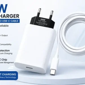 30W PD Fast Charger with USB C to USB C Cable | PD Fast Charging Adapter | Type C