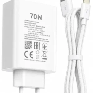 70W Fast Charger with Type C Cable PD Super Fast Charging Adapter
