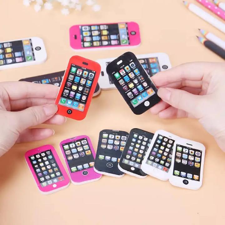 Pack of 6 Mobile Phone Shape Fancy Erasers for Kids β Cute Rubber Erasers for School, Drawing & Stationery (3 Small + 3 Large) - Multi Color - Image 3