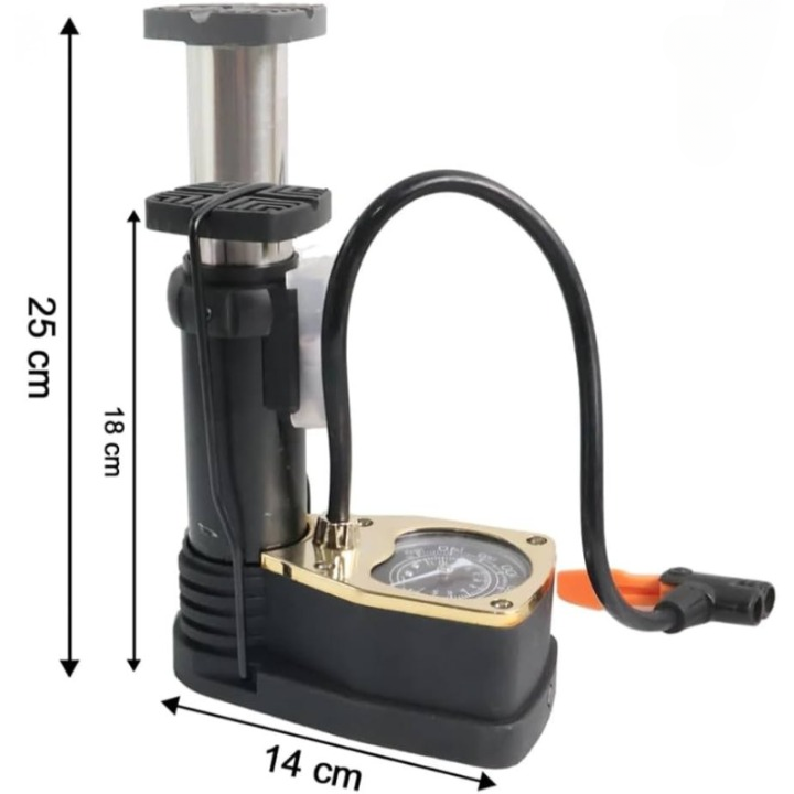 High Pressure Foot Air Pump With Pressure Gauge Golden - Utility Accessory Designed For Inflation And Daily Equipment Maintenance Routine - Image 4