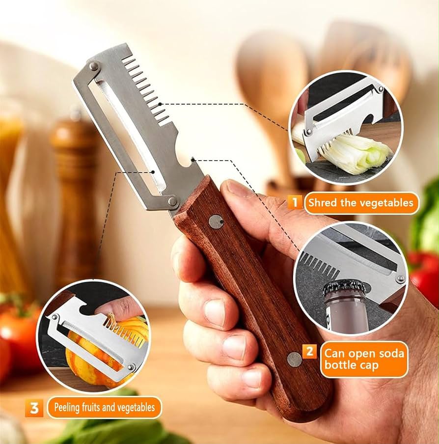 3 In 1 Peeler Knife Stainless Steel - Kitchen Tool Designed For Food Preparation And Daily Cooking Routine - Image 3