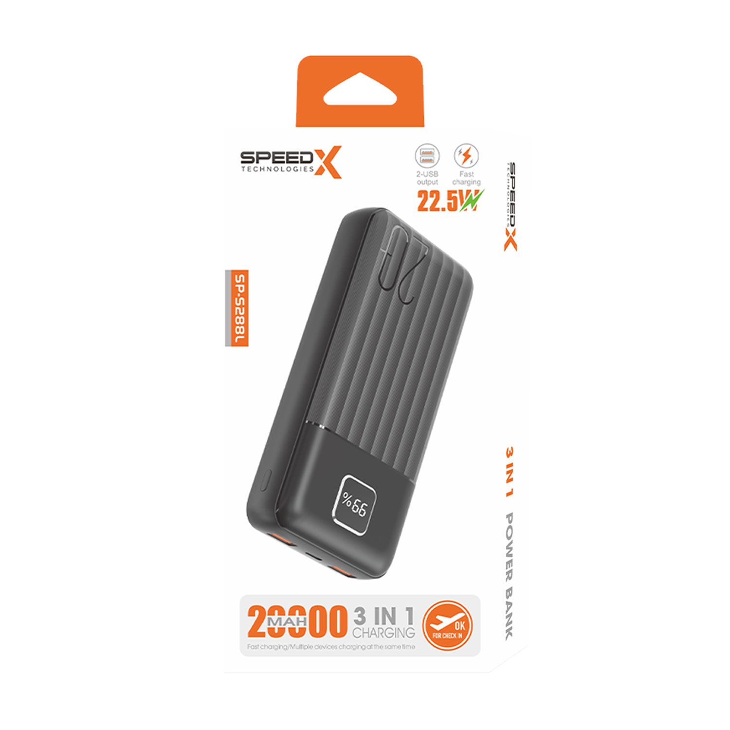 Speedx SP-S288L 3in1 (22.5W) 20000mAh Fast Charging Power Bank - Electronics Accessory Designed For Device Charging - Image 3
