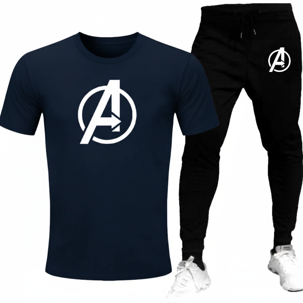 Stylish two Peice A Printed Round Neck Half Sleeves Casual Tracksuit Amazing And Trendy T Shirt And trouser for men and boys Gym Part Shirt And Jogging Track - Image 2