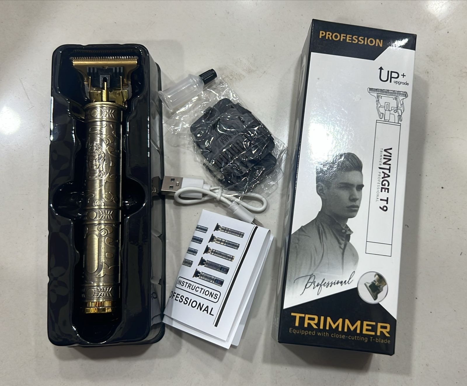 Vintage T9 Metal Body Hair Trimmer for Men โ USB Rechargeable Professional Hair Clipper | Precision Beard, Hair & Detailing Grooming Tool - Image 5