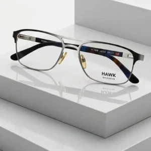 HAWK Men's Black Silver Metal Glasses Frame