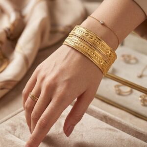 Royal Mughal Filigree Gold Plated Bangles for Women – Set of 2 Bangles Only | Traditional Bridal & Party Wear Jewelry
