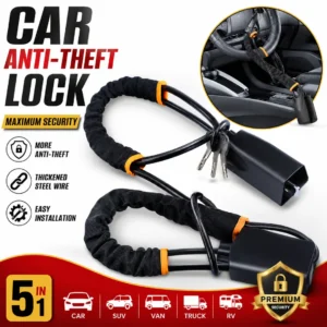 Heavy Duty Car Handbrake Lock - Anti-Theft Steel Wire - Vehicle Gear & Hand Brake Security Lock with Keys - Universal Auto Safety Lock