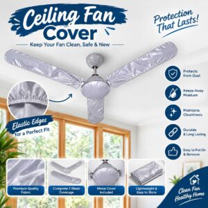 Dustproof Parachute Fabric Ceiling Fan Cover Set โ 3 Blade Covers + 1 Motor Cover