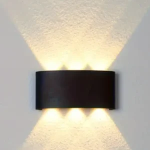 Outdoor Waterproof Up Down 3+3 LED Wall Light With Black Aluminum Body, Warm White 3000K, IP65 Waterproof Design And 6W LED Chip