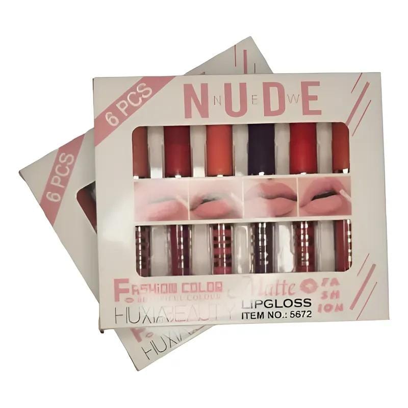 6 Pcs Nude & Red Matte Lip Gloss Set | High Pigmented Long Lasting Liquid Lipstick Collection - Image 5