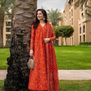 Zarmeen Emaan Fancy Embroidered Shirt Front Back Sleeves Daman Patch Neckline With Premium Viscose Trouser And Printed Embroidered Dupatta