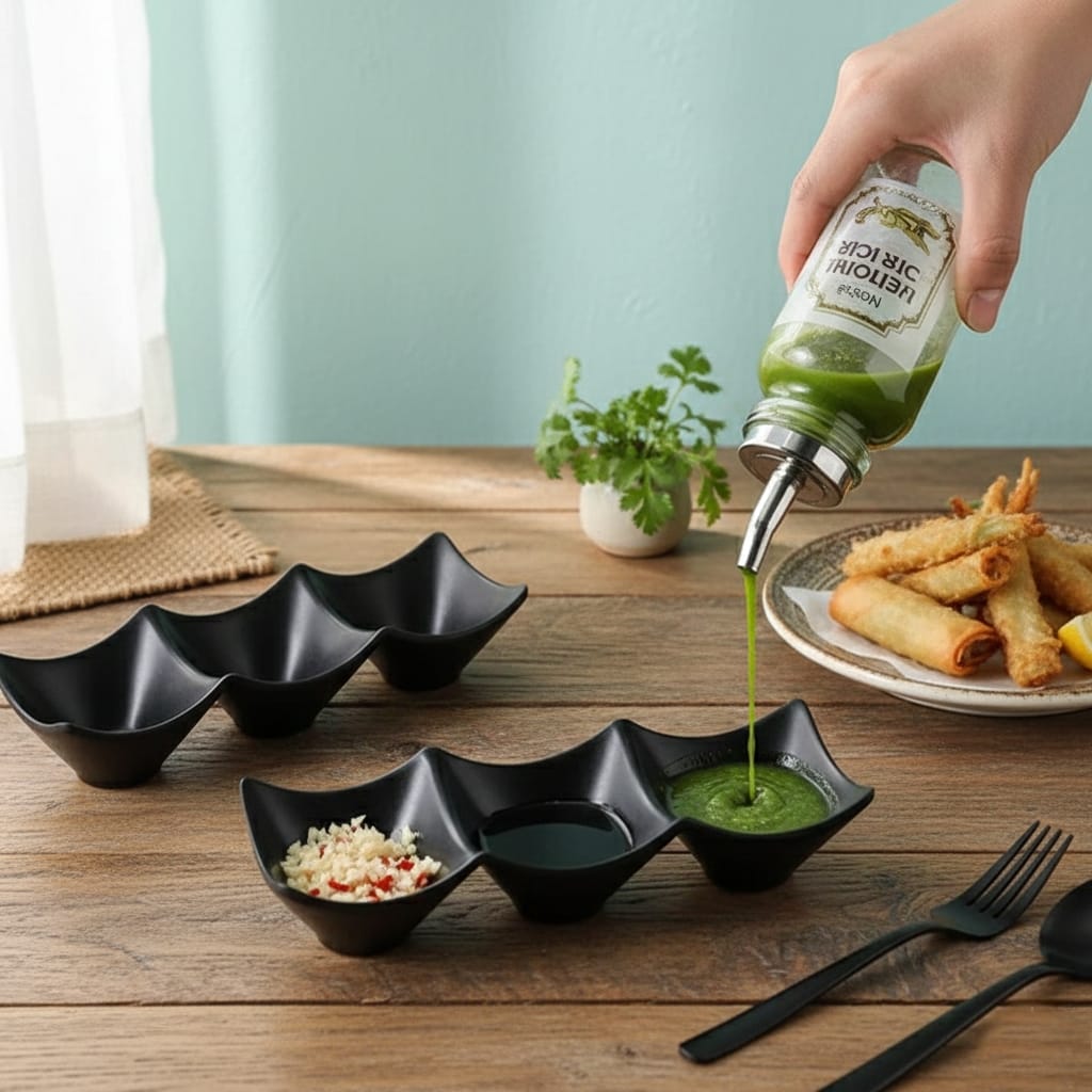 3 Grid Japanese Dip Sauce Tray Plastic Sauce Dish Multi Section Condiment Tray for Dips Snacks and Sushi (Random Color) - Image 3
