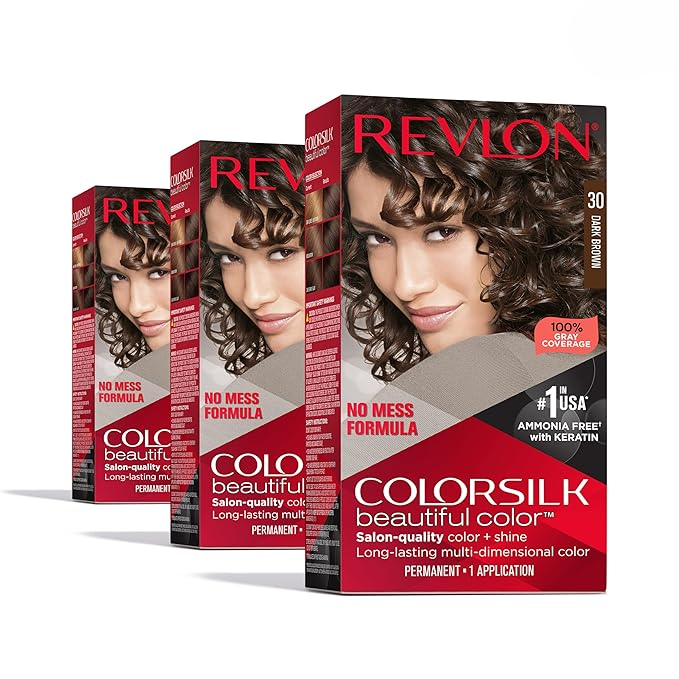 Revlon ColorSilk Hair Color #30 Dark Brown โ Ammonia Free Permanent Hair Dye