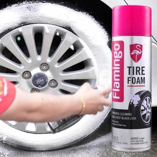 Flamingo Tire Foam Cleaner 650ML | No-Wipe Tire Shine Foam Spray | Cleans, Protects & Restores Tire Gloss | UV Protection - Image 3