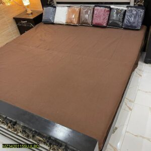 Terry Cotton Mattress Cover Brown Double Bed 72x78"