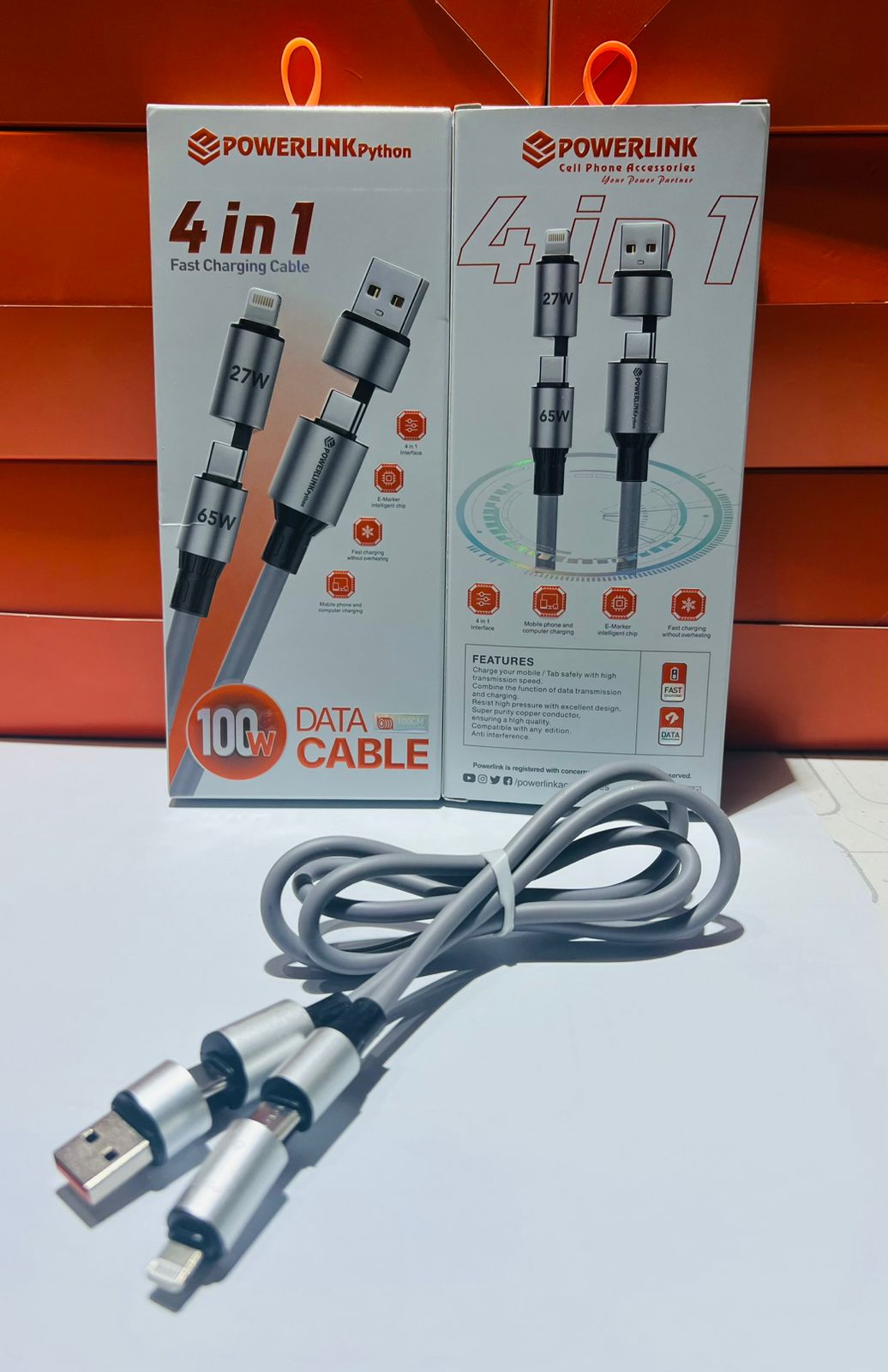 PowerLink Python 4-in-1 Fast Charging Cable โ 100W Super Fast Charging & Data Sync Cable - Image 2