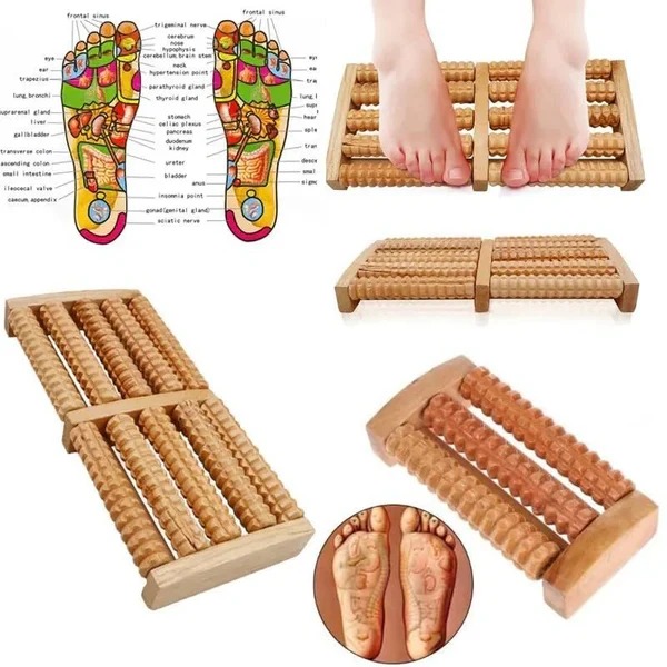 Traditional Wooden Roller Foot Massager Durable Natural Wood Design For Relaxation Stress Relief And Improved Blood Circulation wooden material - Image 3