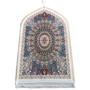 Golden Sunburst Persian Mandala Velvet Prayer Mat Janamaz (70x115 cm)
