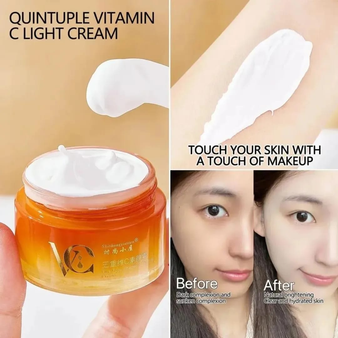 VC Five Fold Vitamin C Tone-Up Cream โ Brightening & Hydrating Facial Daily Moisturizer - Image 4