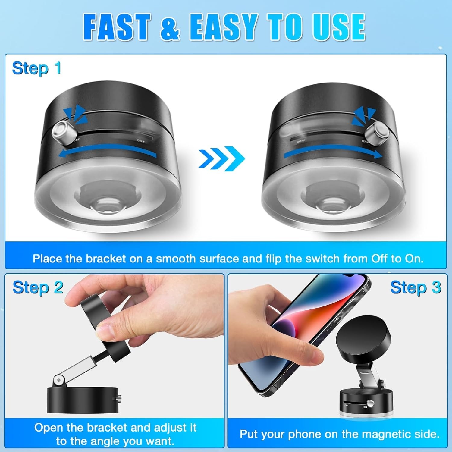 Vacuum Magnetic Suction Cup Folding Swivel Stand โ Double-Sided Universal Mobile Phone Holder - Image 4