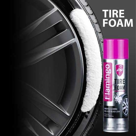 Flamingo Tire Foam Cleaner 650ML | No-Wipe Tire Shine Foam Spray | Cleans, Protects & Restores Tire Gloss | UV Protection - Image 5