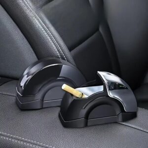 Portable Car Ashtray Door Mounted Smokeless Ash Tray With Lid Auto Truck Trash Bin Garbage Can Stainless Steel Liner Accessory