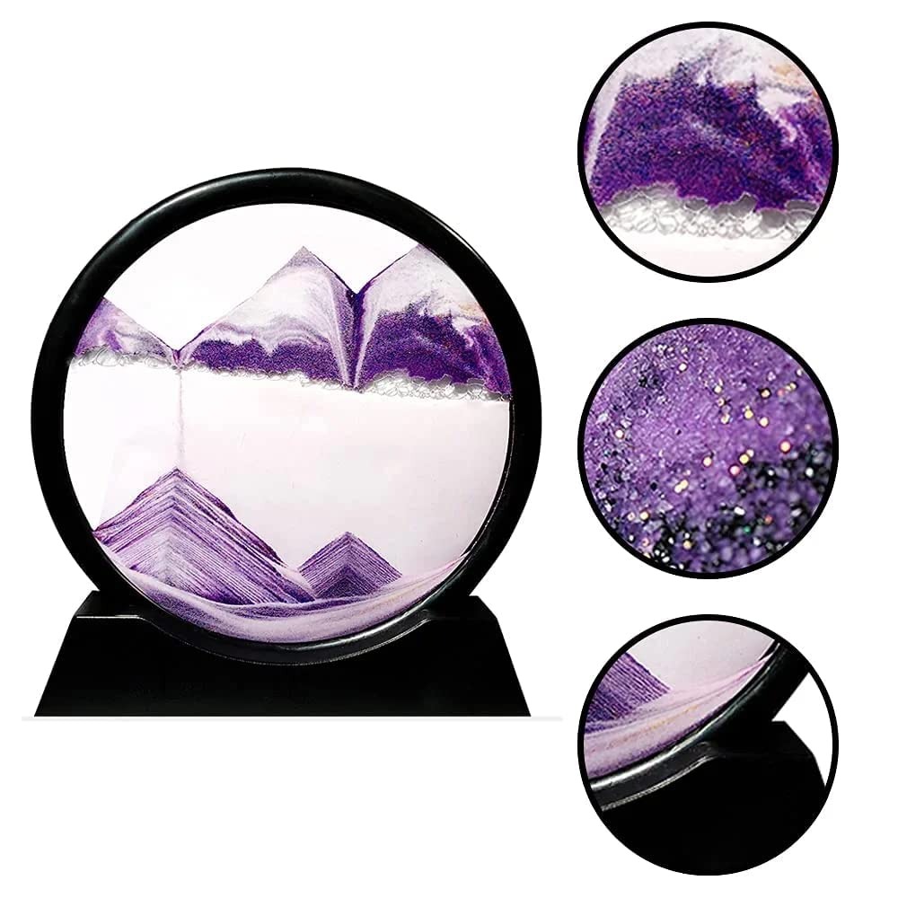 Sandscape Painting 3D Moving Sand Art Hourglass Sand Timer Mountain Lamp With Metal Stand Home Decoration | Random Color - Image 2