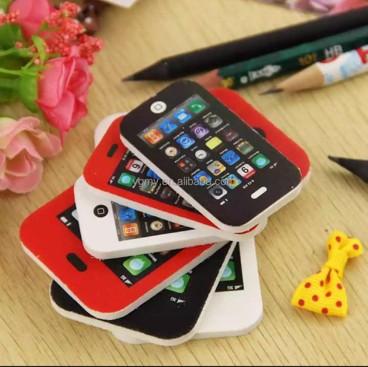 Pack of 6 Mobile Phone Shape Fancy Erasers for Kids β Cute Rubber Erasers for School, Drawing & Stationery (3 Small + 3 Large) - Multi Color - Image 4