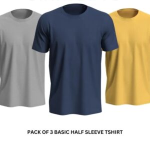 Pack of 3 Premium Half Sleeves Round Neck Plain Color T-Shirts for Men & Boys β Soft Comfortable Fabric