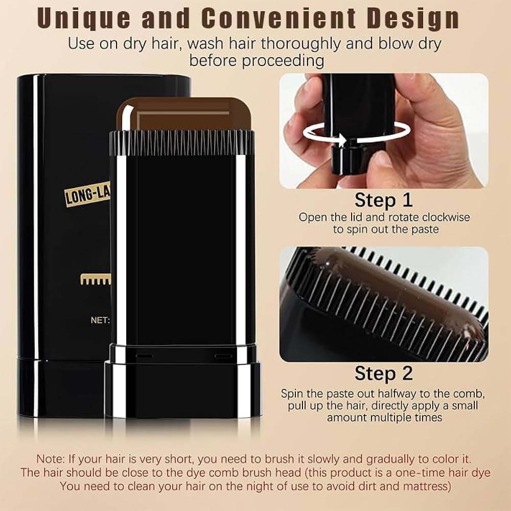 Hair Color Stick Instant Root Touch-Up - Portable Solution For Quick And Easy Gray Hair Coverage And Temporary Root Concealing (20g) - Image 3