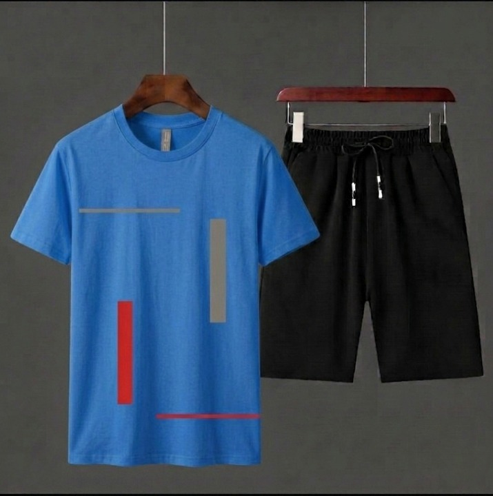 Pack of 2 Tracksuit 1 PCs shirt & 1 PCs short HY Boutique Men's Summer shirt & Shorts Tracksuit Set β Lightweight & Comfortable Casual Wear