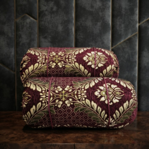 Luxury 2 Piece Soft Velvet Jacquard Gol Pillow Cover Set 36 x 17 Easy Washable Color Fast Maroon Floral Design