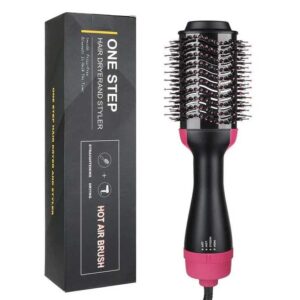 One Step Hot Air Brush 4 In 1 Hair Dryer, Straightener, Curler And Volumizer - Professional Styling Tool For Smooth Shiny Hair At Home