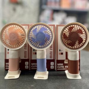 Mini Cute Rechargeable Handheld Fan with Integrated Mobile Stand Base โ Premium Single-Speed Portable Desktop Fan