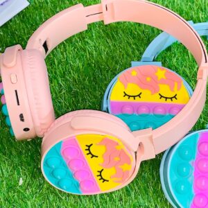 Cute Pop It Wireless Bluetooth Headphones Foldable Headset With Memory Card Support Wired And Wireless Modes Durable Quality Comfortable Use - Without Box(Random Color)
