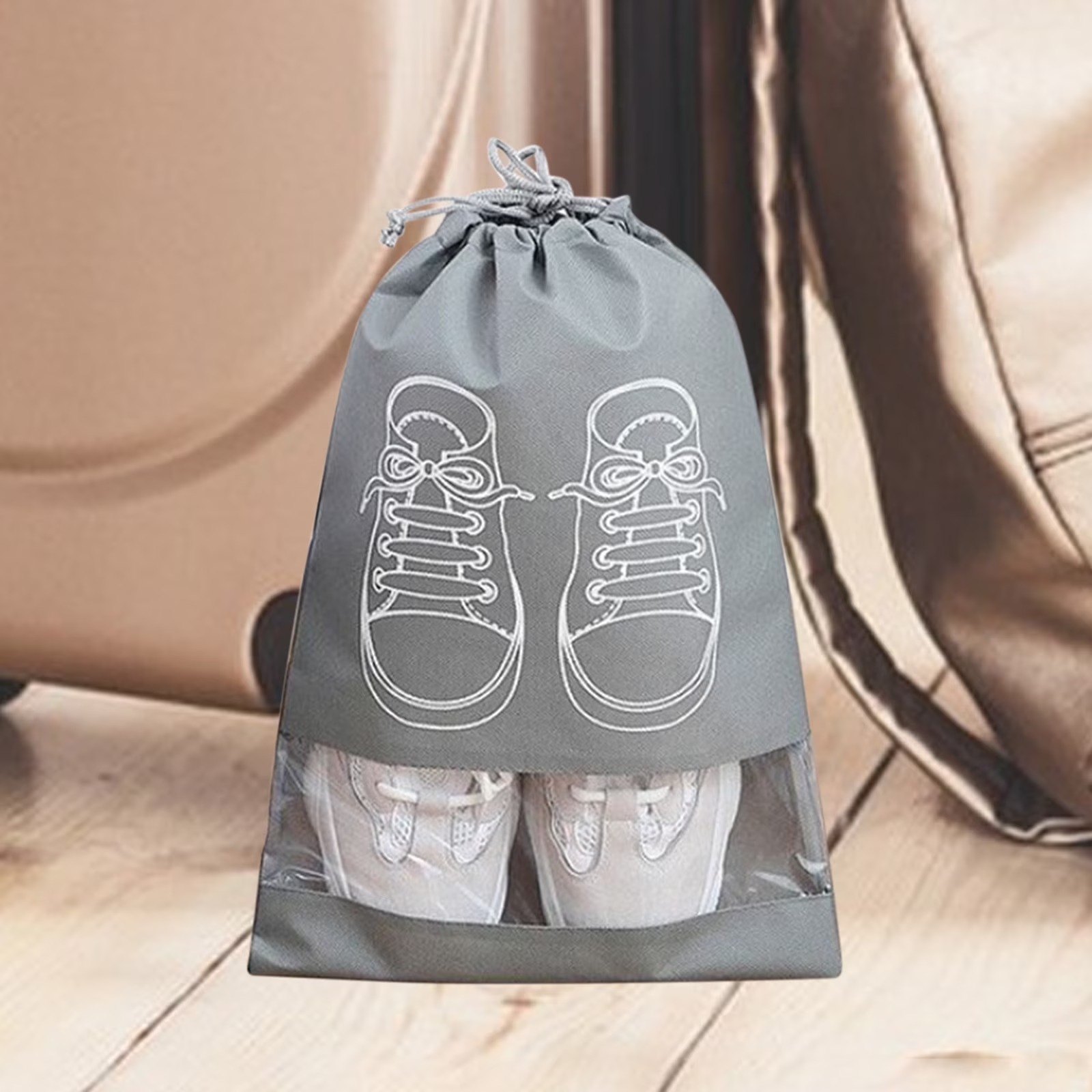 1 Pc - Shoe Bags For Travel Dust Proof Storage Organizer With Clear Window Non Woven Packing Pouch - Size: 12.5x16.5 - Image 3
