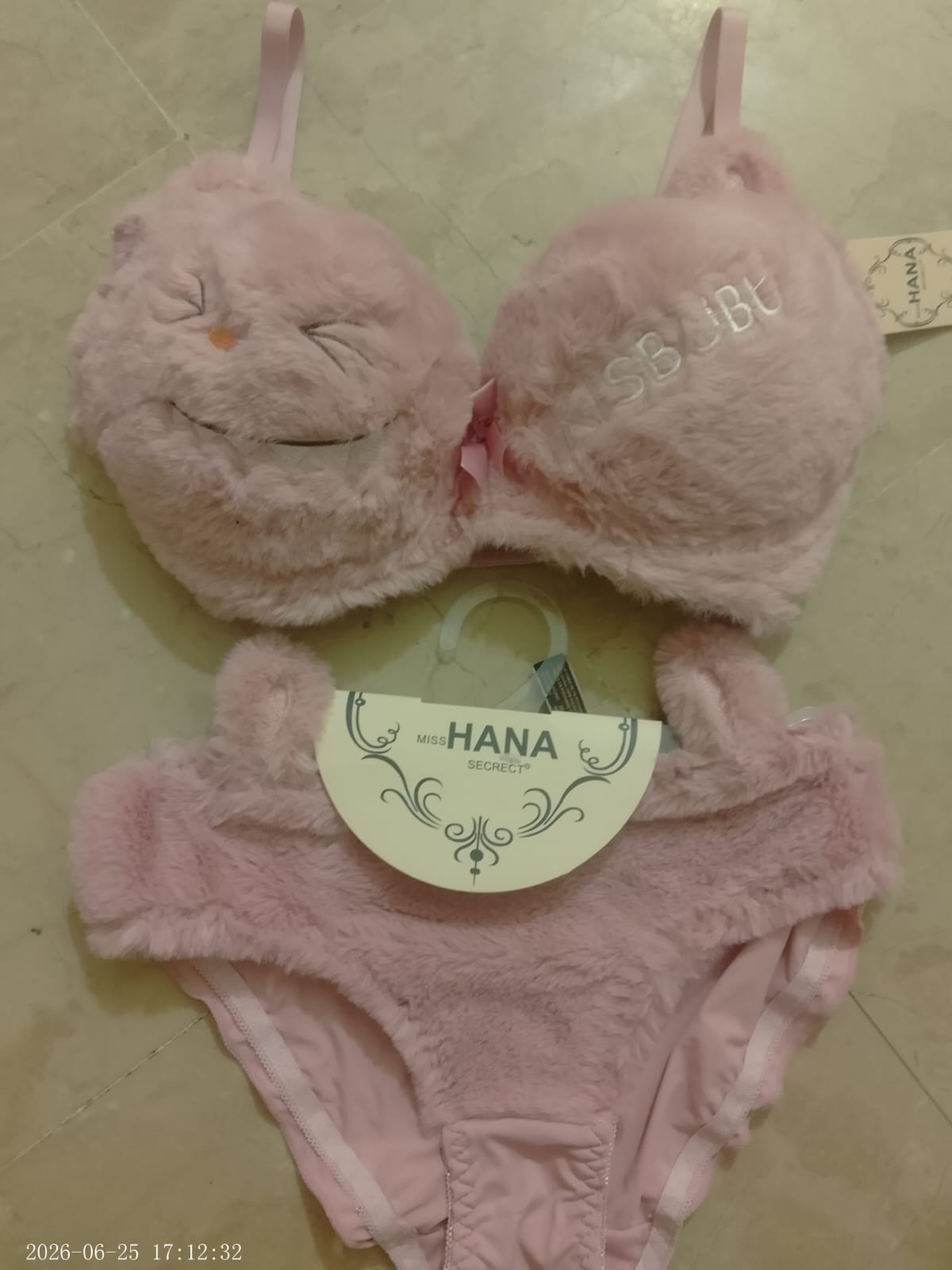 Cute Fur Style Double Padded Woolen Bikini Set โ Soft Pink Plush Bra & Panty Lingerie Set - Image 3