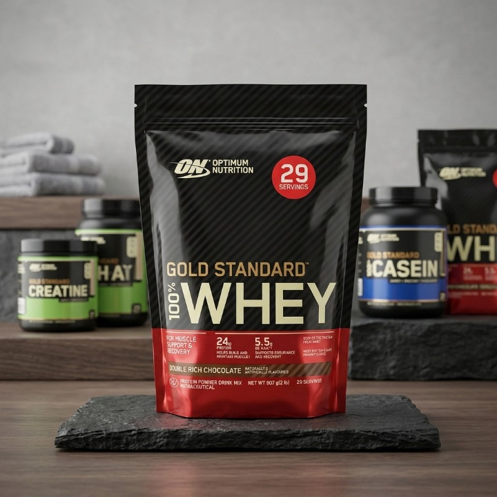 Optimum Nutrition (ON) Gold Standard 100% Whey Protein Powder โ Double Rich Chocolate, 29 Servings (2 lbs / 907g)