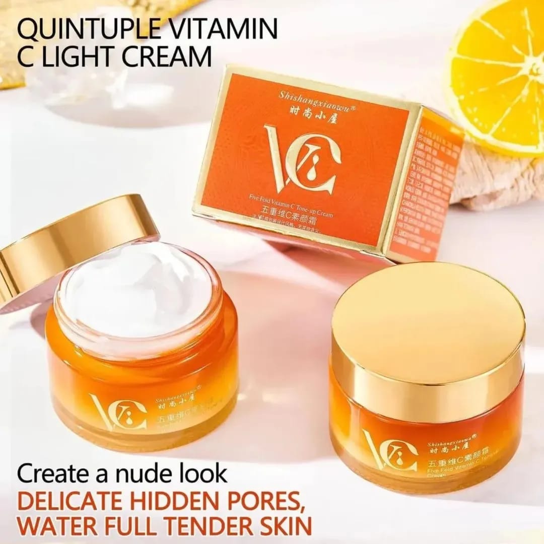 VC Five Fold Vitamin C Tone-Up Cream โ Brightening & Hydrating Facial Daily Moisturizer - Image 3