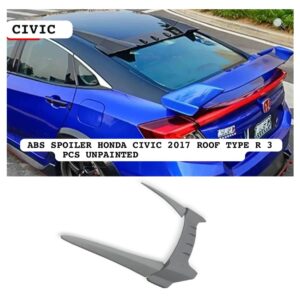 ABS Spoiler for Honda Civic 2017 โ Roof Type R Style 3-Piece Unpainted