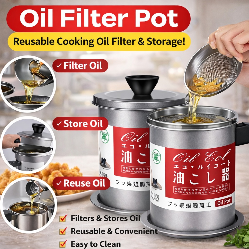 Kitchen Oil Filter Pot 1.4 Liter - Kitchen Accessory Designed For Oil Filtration And Daily Cooking Maintenance Routine - Image 2