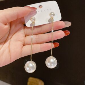 AWJ-157 Elegant Pearl Hanging Korean Earrings – Stylish, Lightweight & Trendy Fashion Jewelry for Women