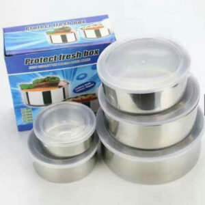 5pc Set Stainless Steel Bowl with Lid Kitchen Refrigerator Food Storage Mixing Bowls Sealed