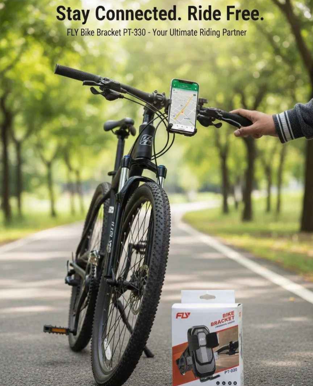 FLY Universal Mechanical Bike & Motorcycle Phone Mount โ 360ยฐ Adjustable Handlebar Bracket for Bicycles, Scooters & E-Bikes - Image 2